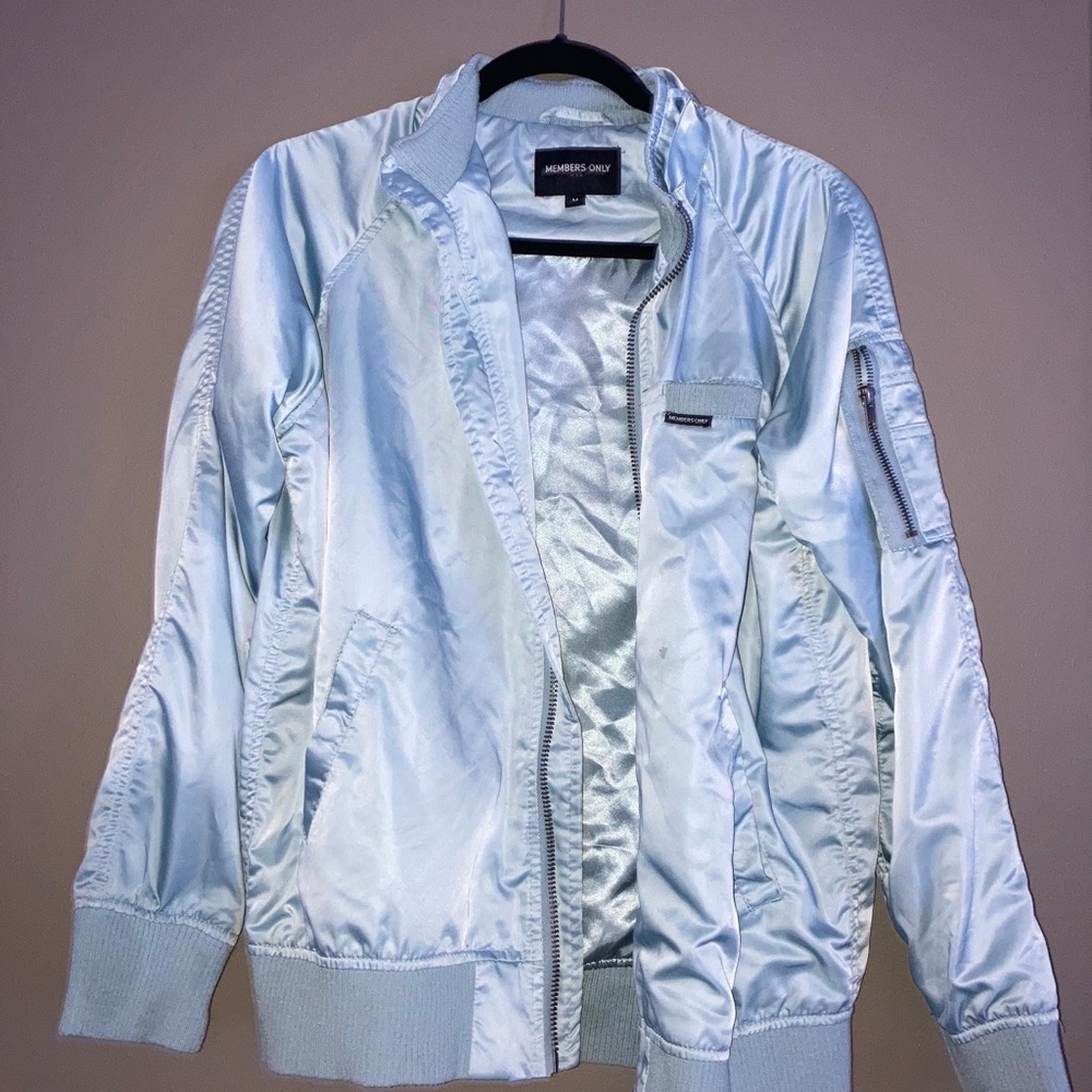 Vintage members only sheer baby blue jacket